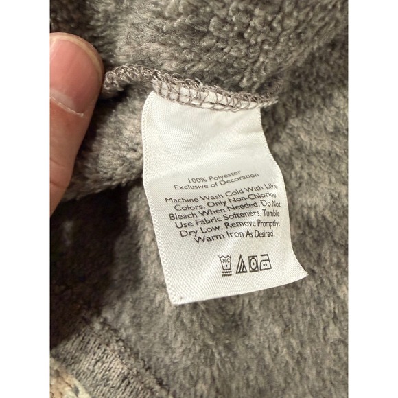 Eddie Bauer Mens Large Gray Sherpa Lined Sweater Fleece Crewneck Olive Stripe - Picture 5 of 11